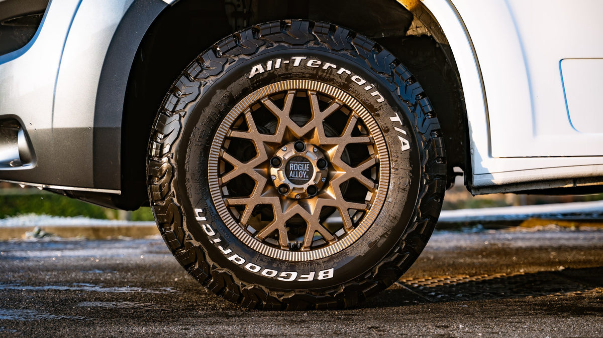 A van on Rogue alloy wheels and BFGoodrich all-terrain tyres